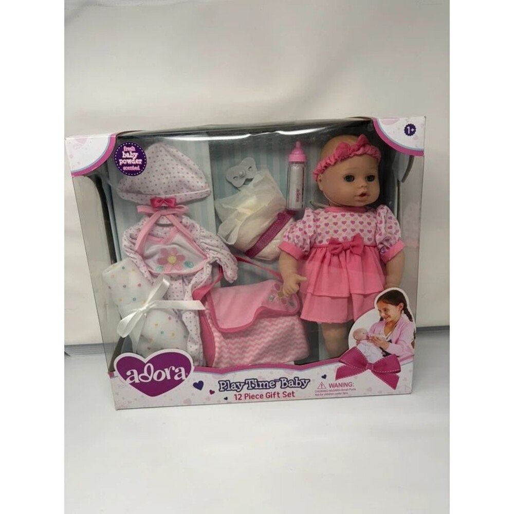 Adore play time baby 12 piece gift set doll bottle and more new open box
